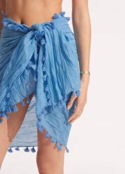Cotton Gauze Sarong - Azure 9 Cotton Gauze Sarong - Azure -Fashion Swimwear Store 52965 SG Azure 6