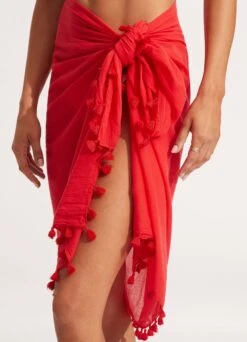 Cotton Gauze Sarong - Chilli -Fashion Swimwear Store 52965 SG Chilli 5