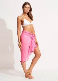 Cotton Gauze Sarong - Pink 10 Cotton Gauze Sarong - Pink -Fashion Swimwear Store 52965 SG Pink 3