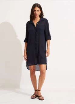 Crinkle Twill Beach Shirt - Indigo