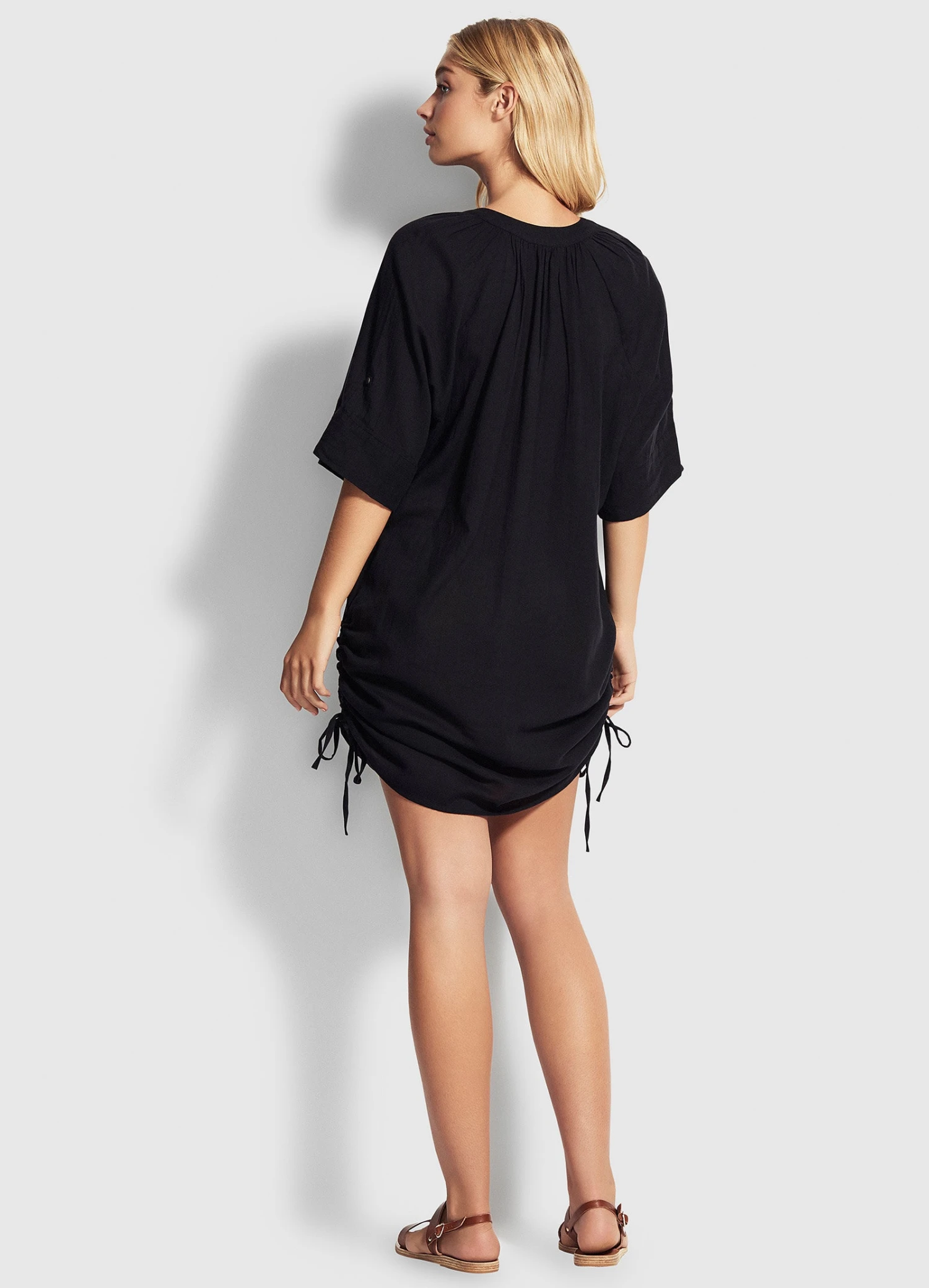 Crinkle Cotton Cover Up - Black 5 Crinkle Cotton Cover Up - Black - Image 3