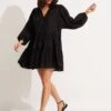 Embroidery Tiered Dress - Black -Fashion Swimwear Store 54155 DR Black 1