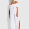 Double Cloth Strapless Dress - White 1 Double Cloth Strapless Dress - White -Fashion Swimwear Store 54252 DR White 1