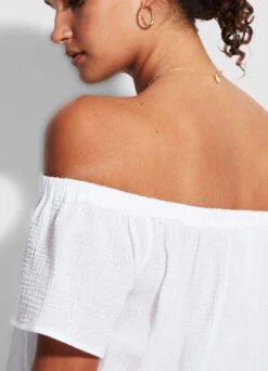 Double Cloth Strapless Dress - White -Fashion Swimwear Store 54252 DR White 5