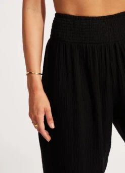 Double Cloth Shirred Pants - Black 11 Double Cloth Shirred Pants - Black -Fashion Swimwear Store 54341 PA Black 5