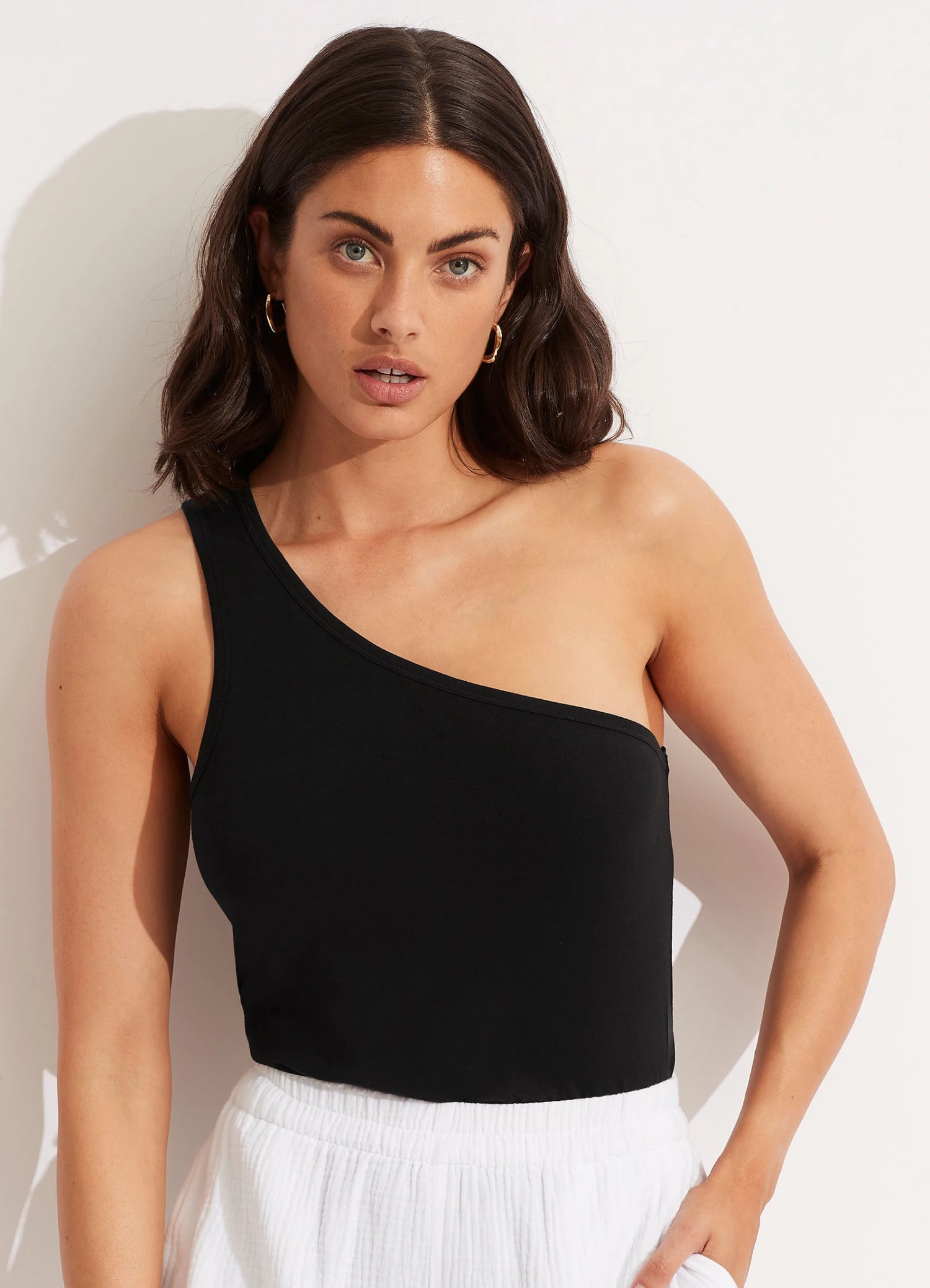 Jersey One Shoulder Top - Black 3 Jersey One Shoulder Top - Black
