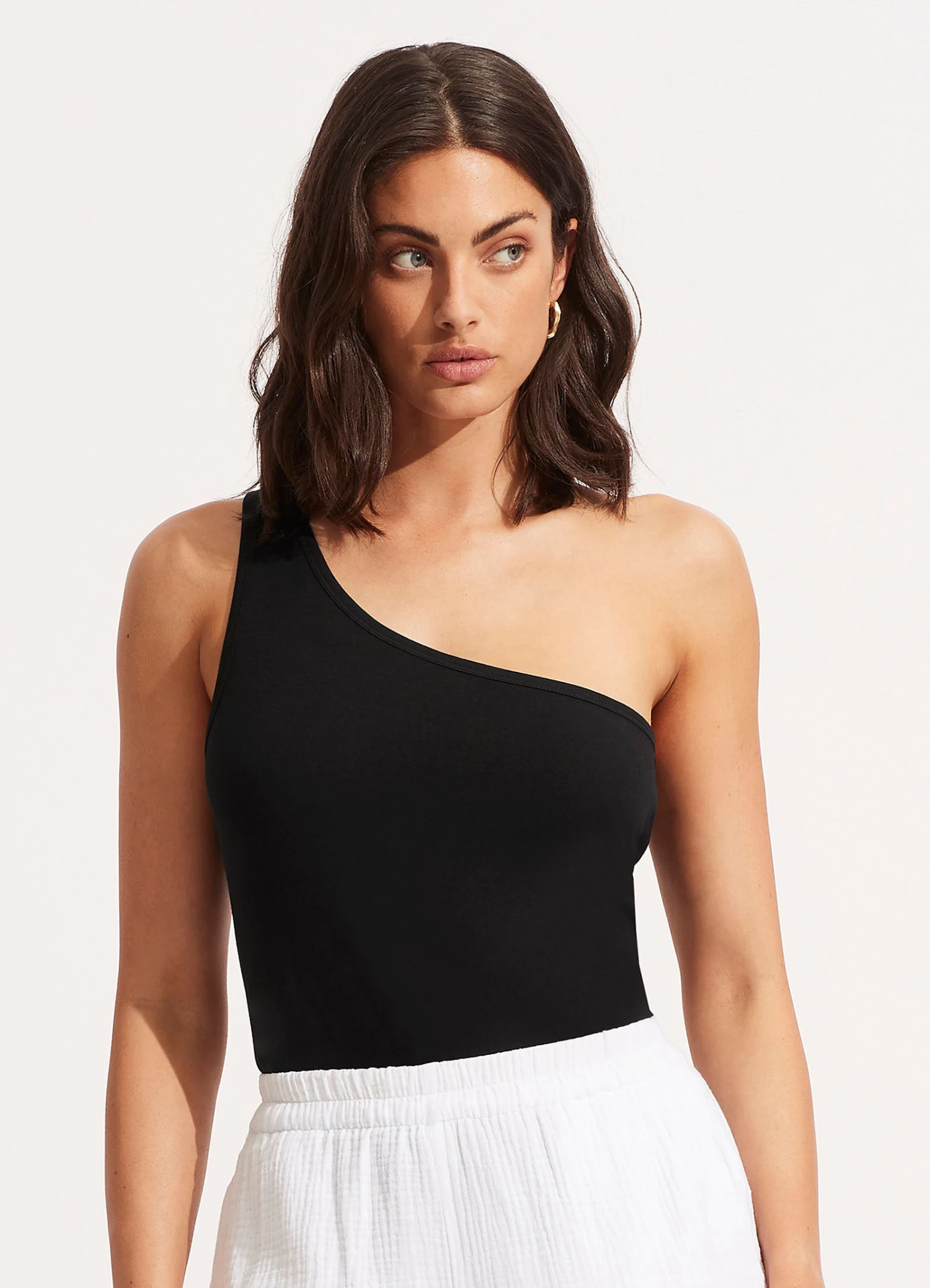 Jersey One Shoulder Top - Black 4 Jersey One Shoulder Top - Black - Image 2