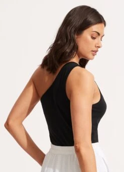 Jersey One Shoulder Top - Black 10 Jersey One Shoulder Top - Black -Fashion Swimwear Store 54416 TO Black 4