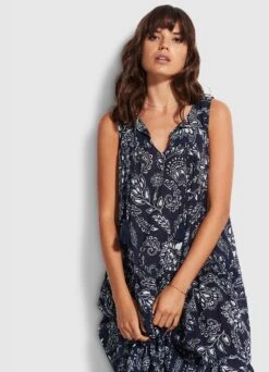 Folklore Midi Dress - True Navy -Fashion Swimwear Store 54604 DR True 20Navy 2