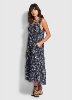 Folklore Midi Dress - True Navy -Fashion Swimwear Store 54604 DR True 20Navy 3