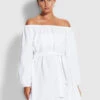 Double Cloth Summer Cover Up- White 1 Double Cloth Summer Cover Up- White -Fashion Swimwear Store 54607 CU White 1
