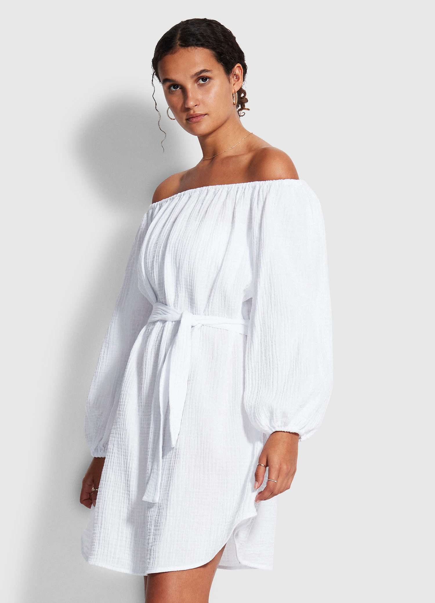 Double Cloth Summer Cover Up- White 5 Double Cloth Summer Cover Up- White - Image 3