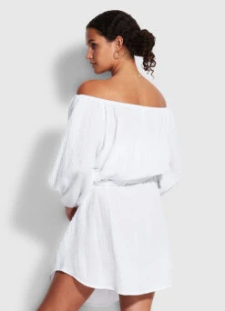 Double Cloth Summer Cover Up- White 11 Double Cloth Summer Cover Up- White -Fashion Swimwear Store 54607 CU White 4