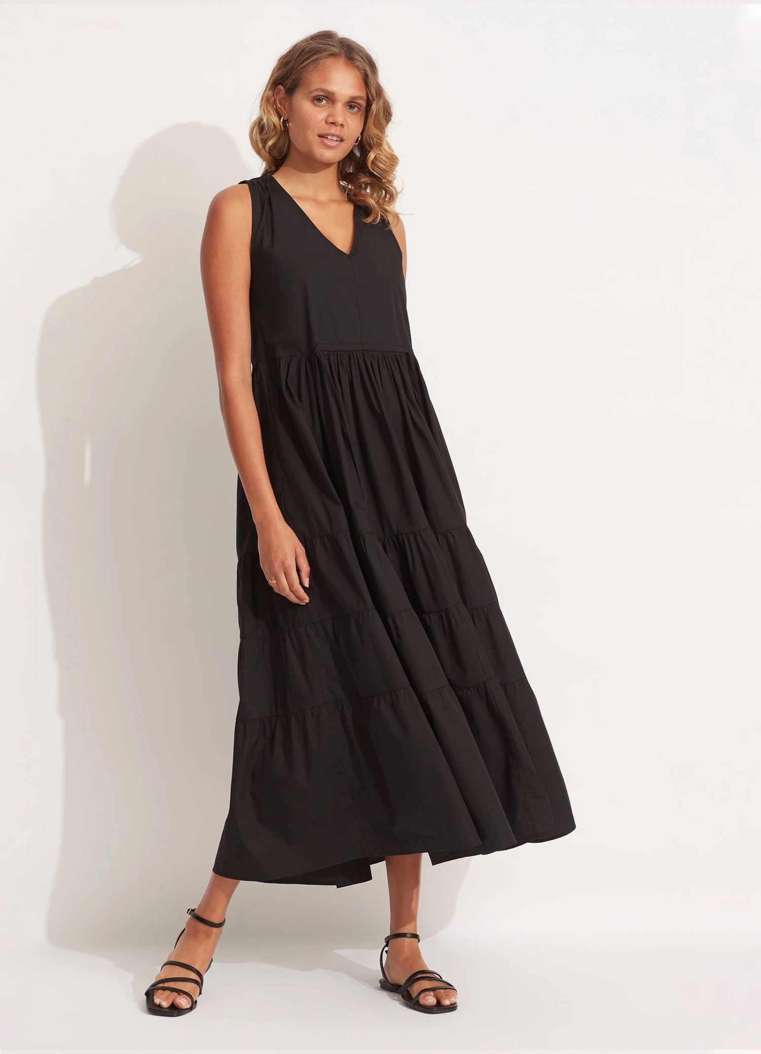 Cotton Poplin Maxi Dress- Black 3 Cotton Poplin Maxi Dress- Black