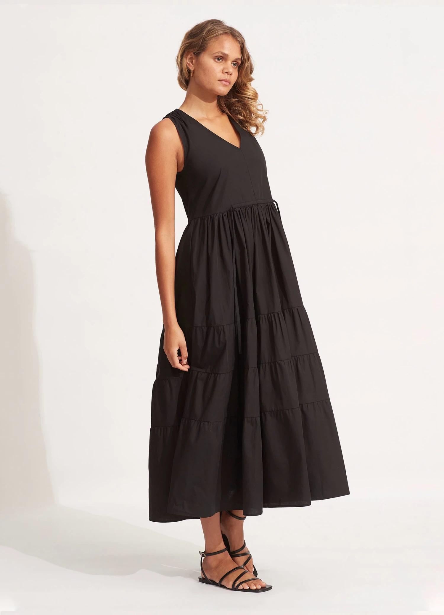 Cotton Poplin Maxi Dress- Black 5 Cotton Poplin Maxi Dress- Black - Image 3