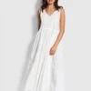 Cotton Poplin Maxi Dress- White -Fashion Swimwear Store 54608 DR White 1