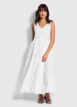 Cotton Poplin Maxi Dress- White
