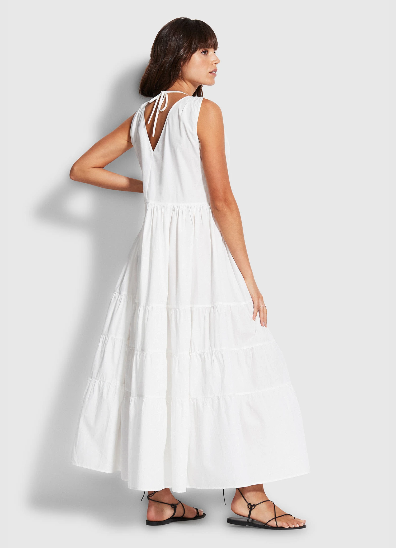 Cotton Poplin Maxi Dress- White 6 Cotton Poplin Maxi Dress- White - Image 4