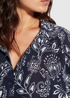 Folklore Crop Shirt - True Navy -Fashion Swimwear Store 54614 TO True 20Navy 5