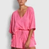 Linen Jersey Beach Short- Pink -Fashion Swimwear Store 54649 SH Pink 1