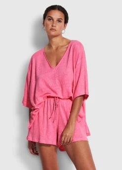 Linen Jersey Beach Short- Pink