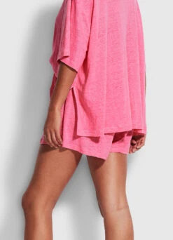 Linen Jersey Beach Short- Pink 9 Linen Jersey Beach Short- Pink -Fashion Swimwear Store 54649 SH Pink 3