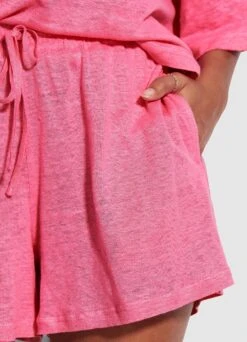 Linen Jersey Beach Short- Pink 10 Linen Jersey Beach Short- Pink -Fashion Swimwear Store 54649 SH Pink 4