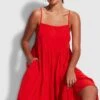 Weekend Tier Dress - Mandarin Red -Fashion Swimwear Store 54663 DR MandarinRe 1