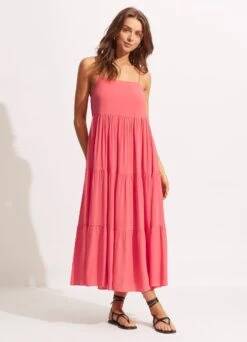 Weekend Tier Dress - Sun Kissed Coral
