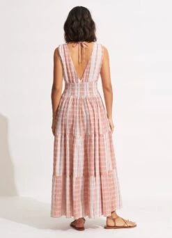 Textured Gingham Maxi Dress - Lilac -Fashion Swimwear Store 54678 DR Lilac 4