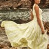 Textured Gingham Maxi Dress - Wild Lime -Fashion Swimwear Store 54678 DR Wild 20Lime 1