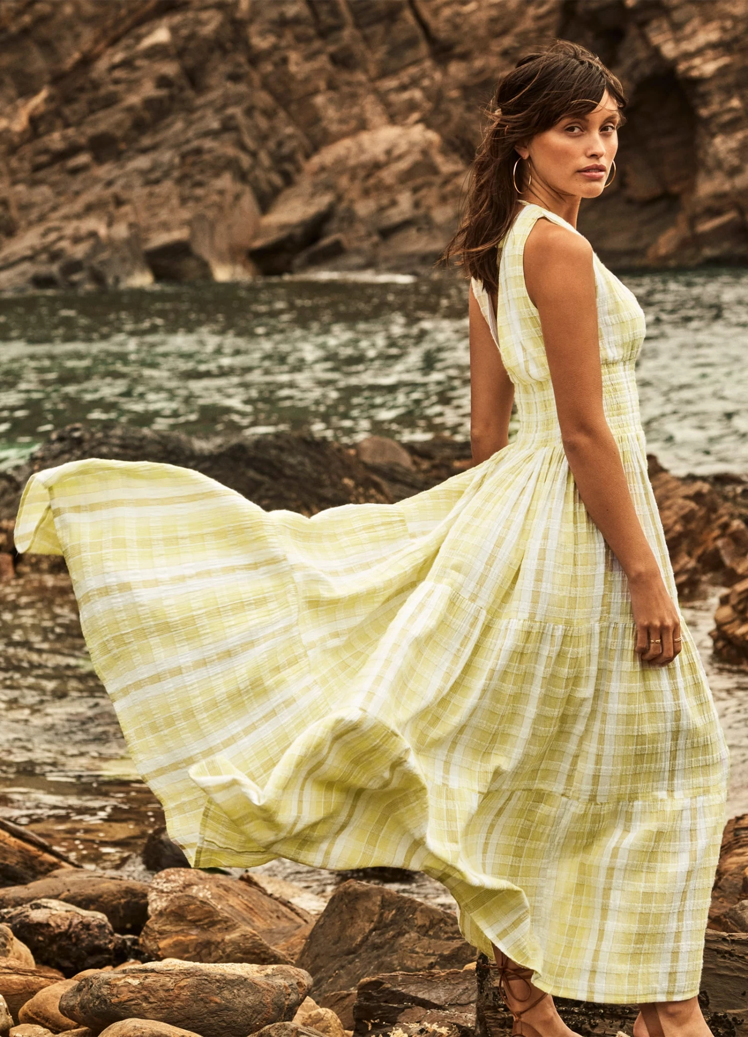Textured Gingham Maxi Dress - Wild Lime 3 Textured Gingham Maxi Dress - Wild Lime