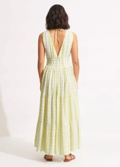 Textured Gingham Maxi Dress - Wild Lime 13 Textured Gingham Maxi Dress - Wild Lime -Fashion Swimwear Store 54678 DR Wild 20Lime 5