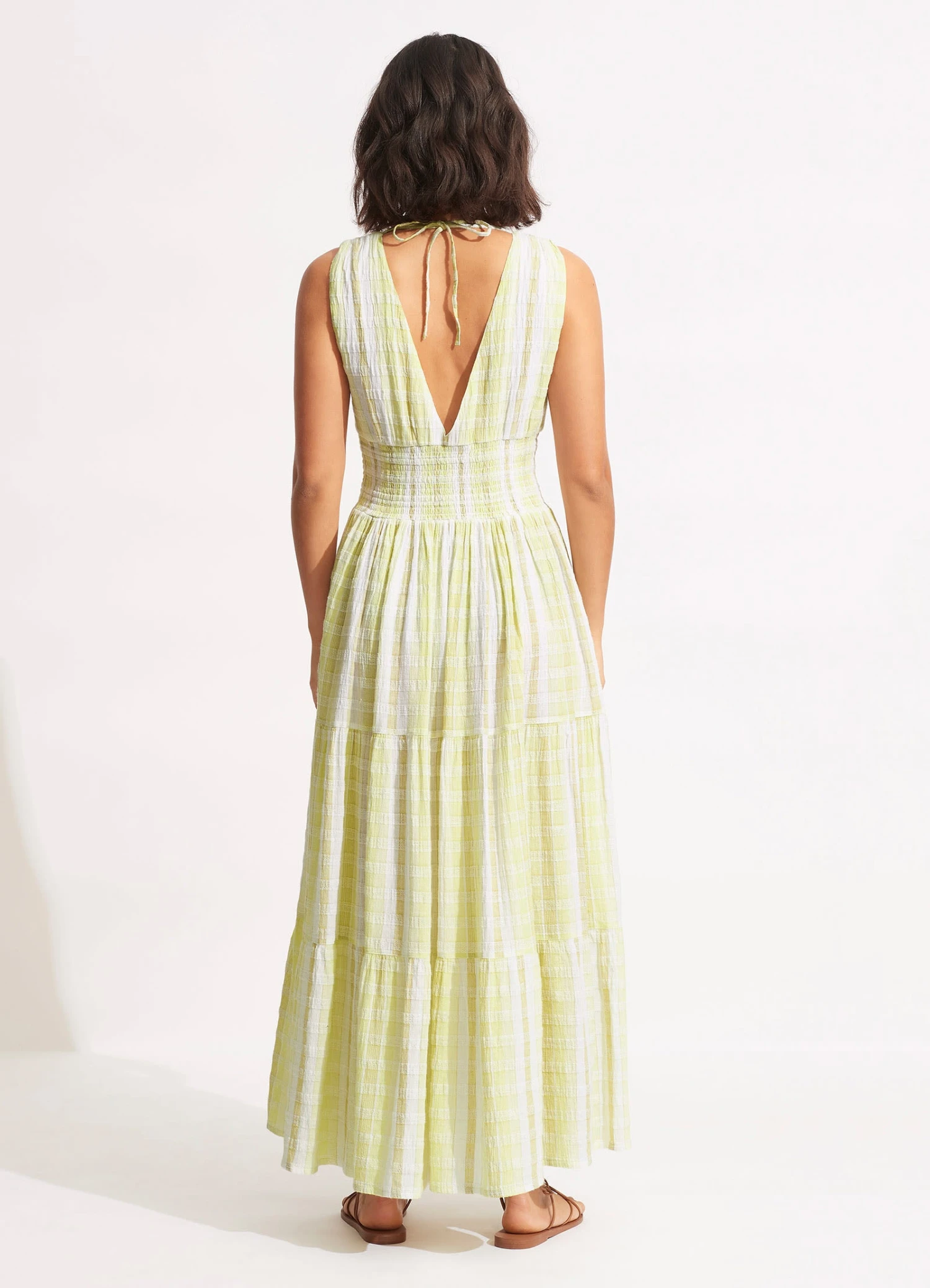 Textured Gingham Maxi Dress - Wild Lime 7 Textured Gingham Maxi Dress - Wild Lime - Image 5