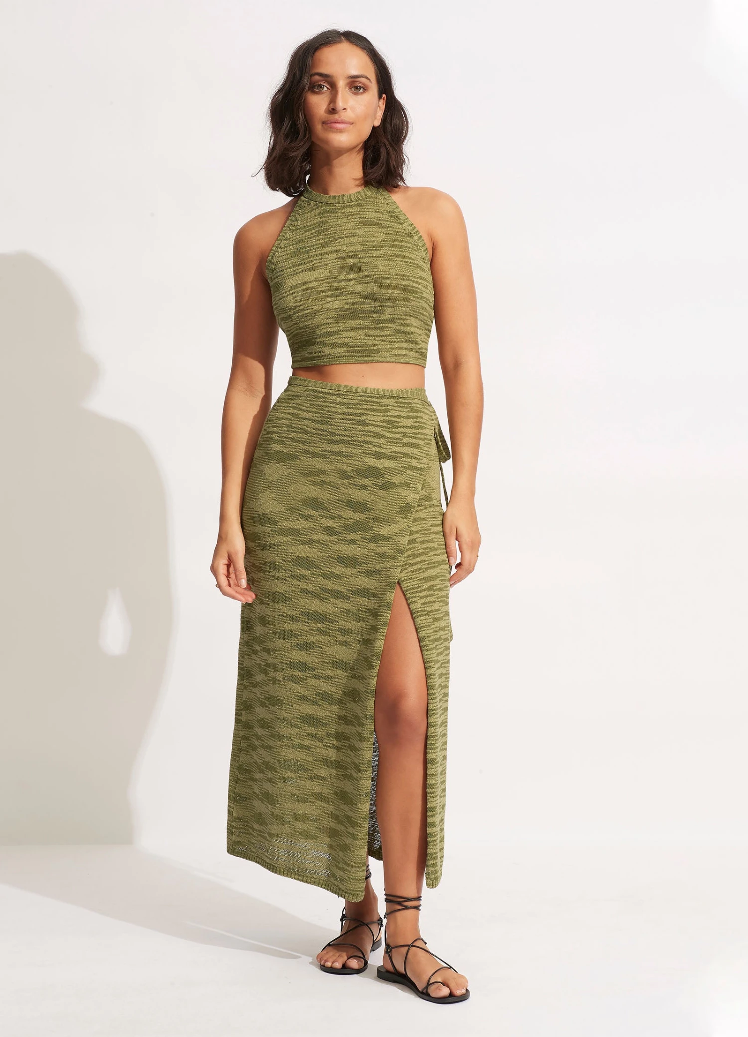 Daybreak Knit Skirt- Olive 4 Daybreak Knit Skirt- Olive - Image 2