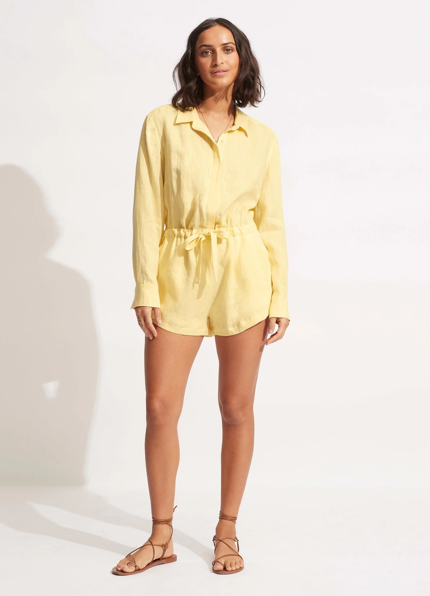Linen Playsuit - Lemon 4 Linen Playsuit - Lemon - Image 2