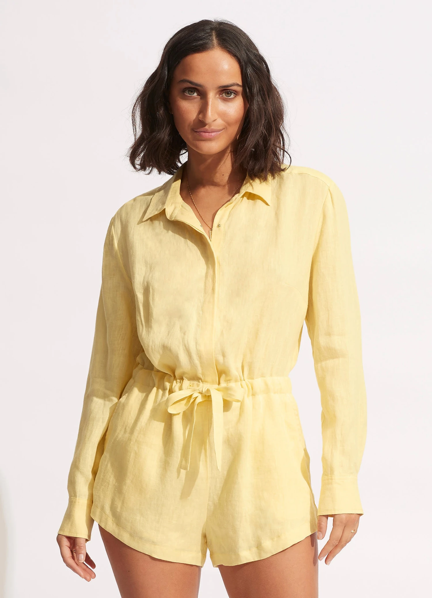 Linen Playsuit - Lemon 5 Linen Playsuit - Lemon - Image 3