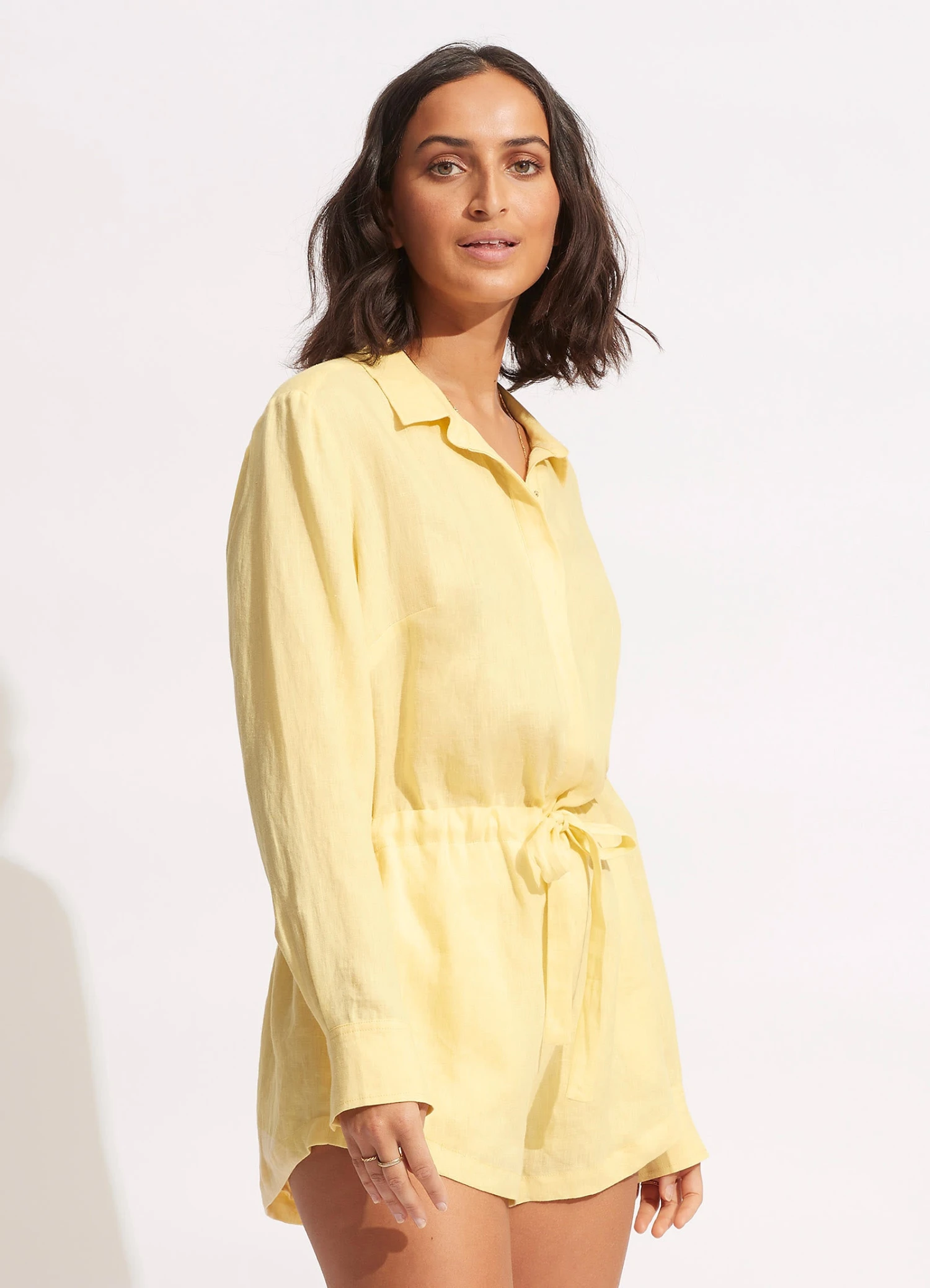 Linen Playsuit - Lemon 6 Linen Playsuit - Lemon - Image 4