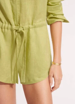 Linen Playsuit - Soft Olive -Fashion Swimwear Store 54701 PS SoftOlive 6