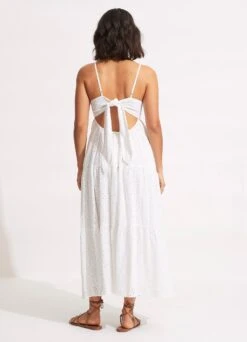 Broderie Anglaise Tiered Maxi Dress - White 11 Broderie Anglaise Tiered Maxi Dress - White -Fashion Swimwear Store 54713 DR White 4