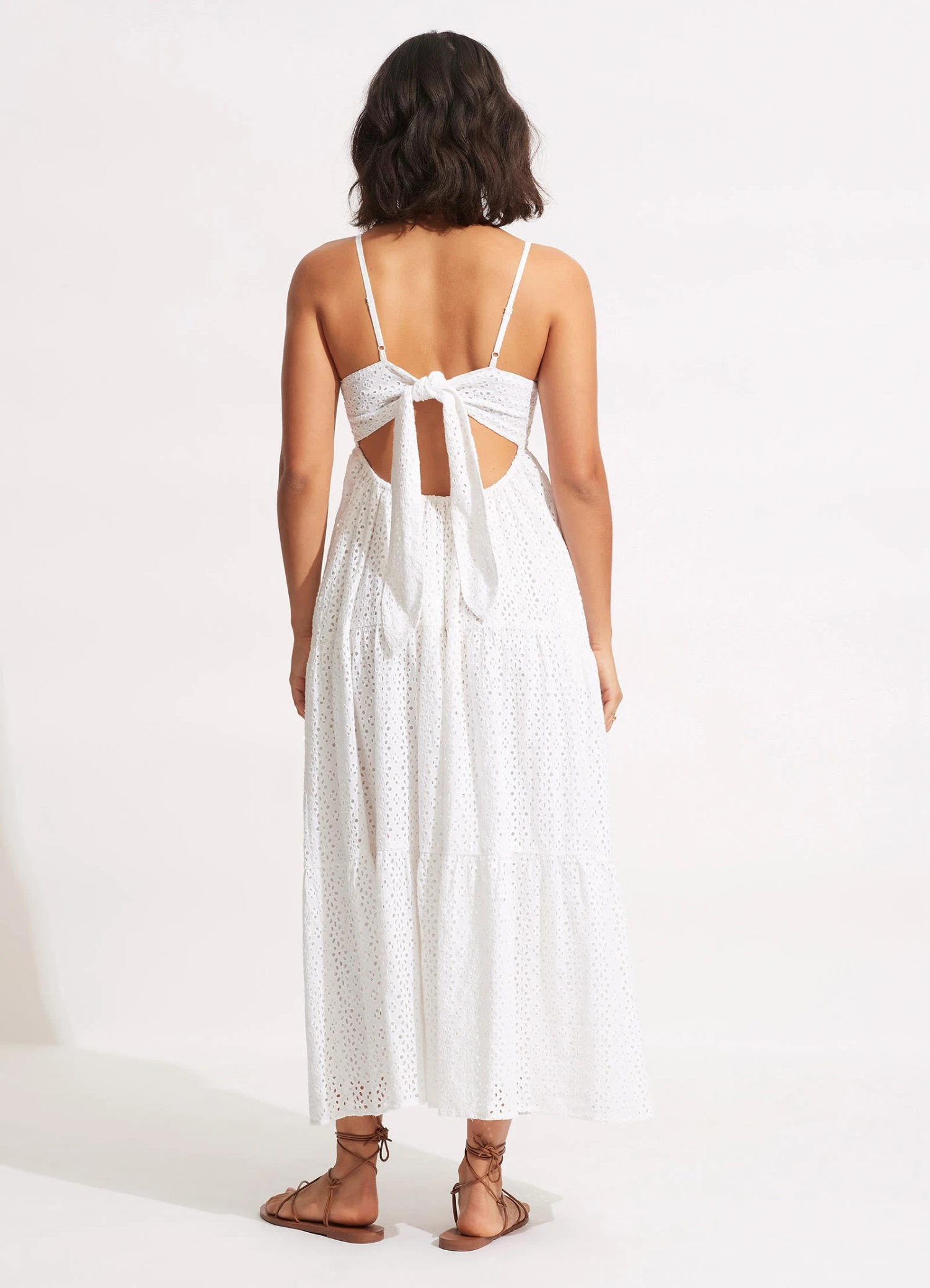 Broderie Anglaise Tiered Maxi Dress - White 6 Broderie Anglaise Tiered Maxi Dress - White - Image 4