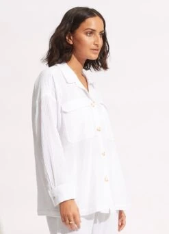 HarvestShirt Jacket - White -Fashion Swimwear Store 54714 TO White 3