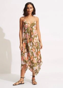 Paradise Garden Scarf Dress- Avocado -Fashion Swimwear Store 54730 DR Avocado 3