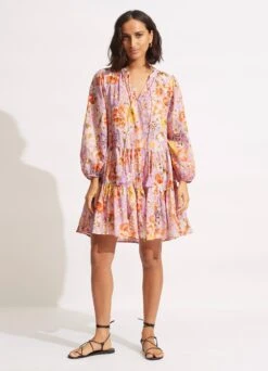 Paradise Garden Tiered Dress- Lilac -Fashion Swimwear Store 54731 DR Lilac 3