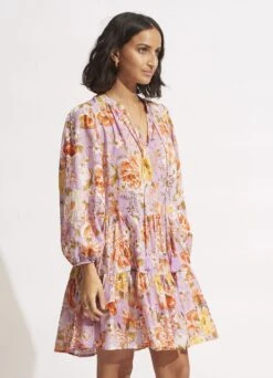 Paradise Garden Tiered Dress- Lilac -Fashion Swimwear Store 54731 DR Lilac 4