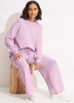 Boucle Knit Pant- Lilac