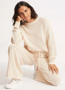 Boucle Knit Pant- Sand