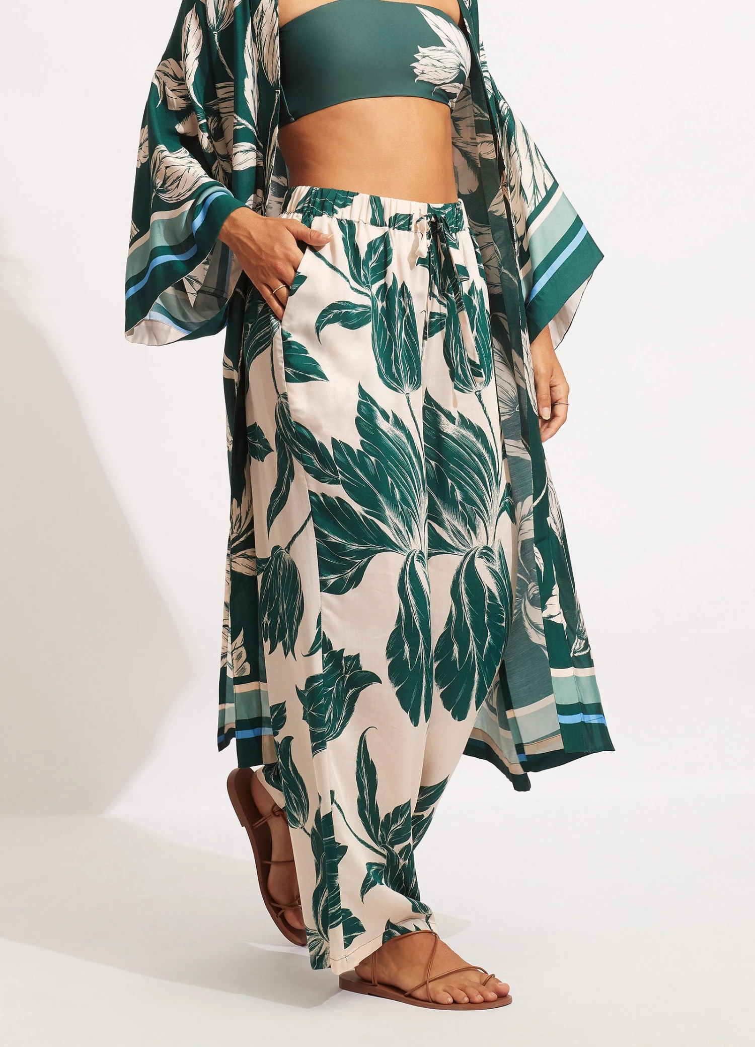 Fleur De Bloom Silk Pant - Evergreen 4 Fleur De Bloom Silk Pant - Evergreen - Image 2