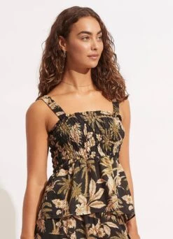 Castaway Shirring Top - Black -Fashion Swimwear Store 54797 TO Black 3