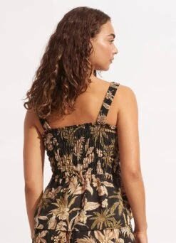 Castaway Shirring Top - Black -Fashion Swimwear Store 54797 TO Black 4